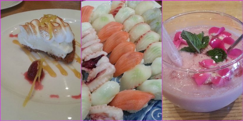 lime meringue, sushi & smoothie with real flower petals